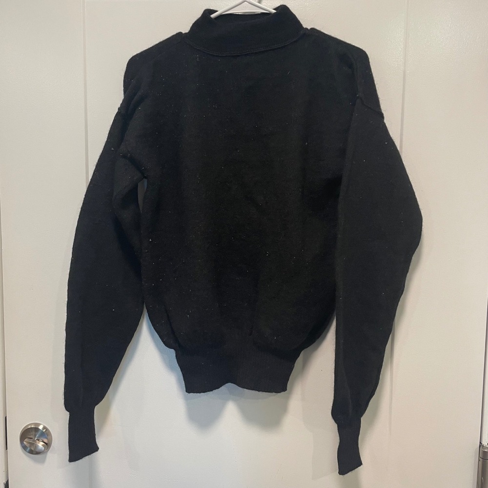 DSCP Quarterdeck Collection US Navy Wool Sweater Black Mock Neck XL 100% Wool